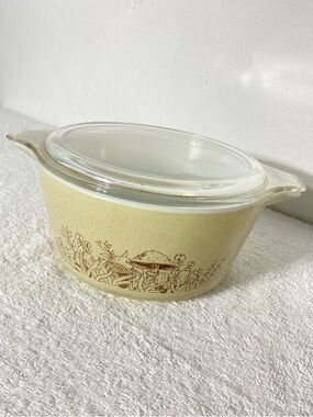 Vintage PYREX Forest Fancies Mushroom 474-B (1.5L) Round Casserole Dish W Lid